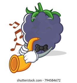 With trumpet blackberry mascot cartoon style