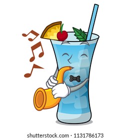 With trumpet blue hawaii mascot cartoon