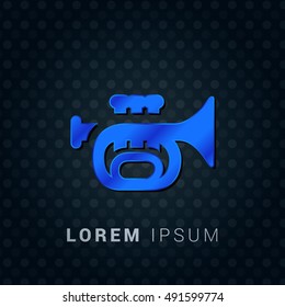 Trumpet Blue metallic chromium precious Icon / Logo Design