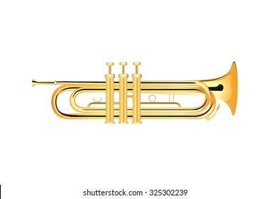 Trumpet - Brass Musical Instrument, Vector Illustration isolated on white