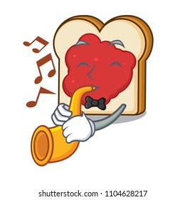 With trumpet bread with jam mascot cartoon
