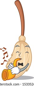 With trumpet broom isolated in on the mascot