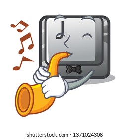 With trumpet button J on a computer character