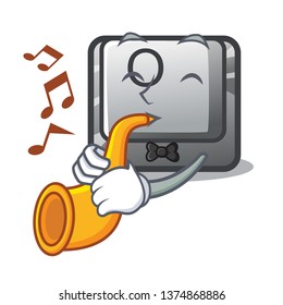 With trumpet button O in the cartoon shape