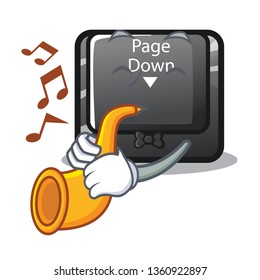 With trumpet button page down shape the mascot