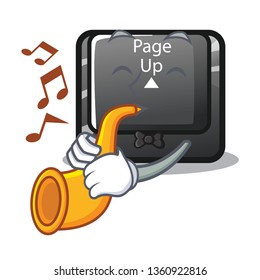 With trumpet button page up on computer cartoon