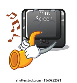 With trumpet button print screen isolated with cartoon