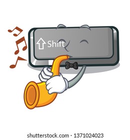 With trumpet button shift in the cartoon shape