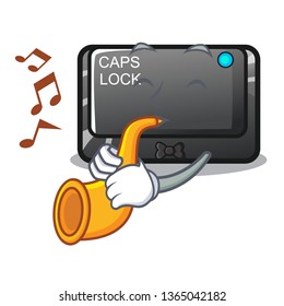 With trumpet capslock button attached to mascot keyboard