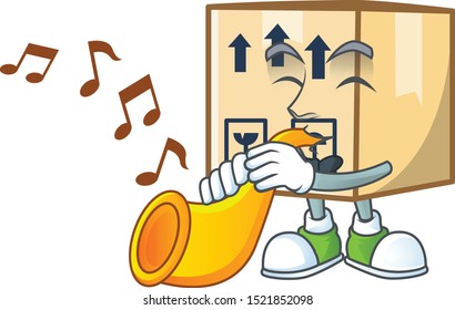 With trumpet cardboard close mascot on white background