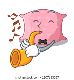 With trumpet cartoon cute pillow next to bed