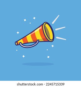 Trumpet cartoon illustration. new year trumpet cartoon icon. New year design for childish