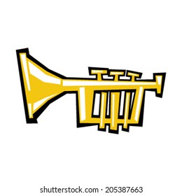 Trumpet cartoon vector icon