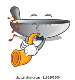With trumpet cartoon wok on the kitchen utensil