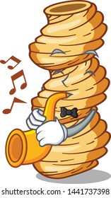 With trumpet cellentani pasta in the character shape