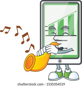 With trumpet up chart vertical tablet on white background