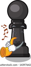 With trumpet chess pawn in the cartoon shape