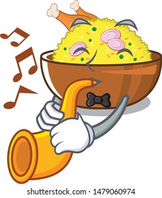 With trumpet chicken biryani isolated in the mascot