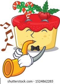 With trumpet christmas cookies in the shape cartoon