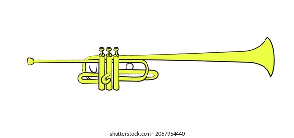 Doodle vectorial de color trompeta. Trumpet triunfal. Clíparte dibujada a mano.