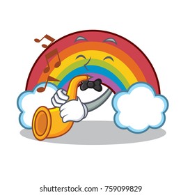 With trumpet colorful rainbow character cartoon