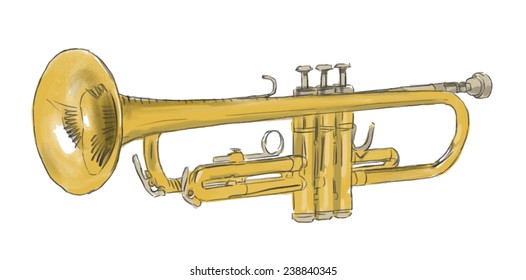 Trumpet colorful vector drawing 