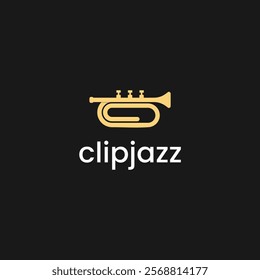 Trumpet combine with paper clip logo design 