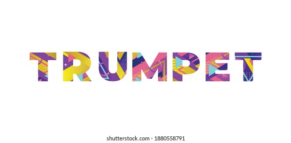 Trumpet Concept Retro Colorful Word Art Illustration