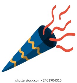 Trumpet Confetti Vector Illustration Icon Flat Design