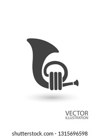 Trumpet cornet icon with place for text isolated on a white background vector illustration.