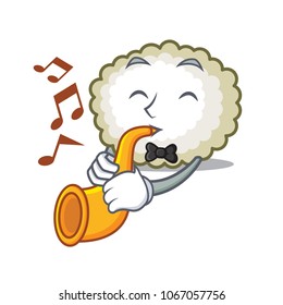 With trumpet cotton ball mascot cartoon