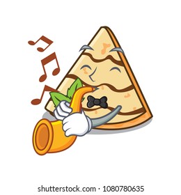 With trumpet crepe mascot cartoon style