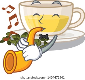 With trumpet cup oolong tea in cartoon shape