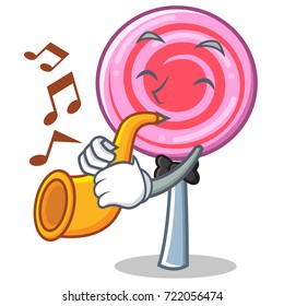With trumpet cute lollipop character cartoon