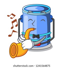 With trumpet cylinder bucket with handle on cartoon