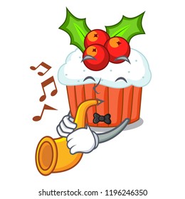 With trumpet decorated christmas cupcakes cartoon for party