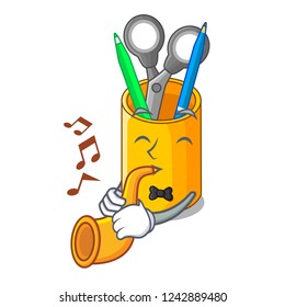 With trumpet desktop organizer shape on cartoon funny