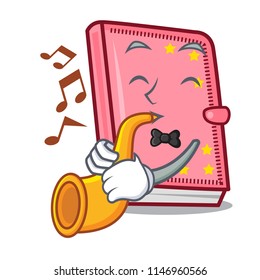 With trumpet diary mascot cartoon style With trumpet diary mascot cartoon style