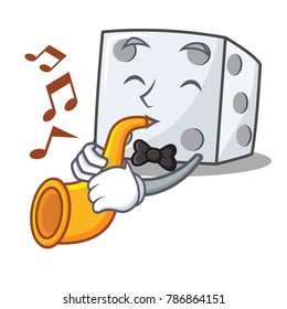 With trumpet dice character cartoon style