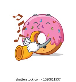 With trumpet Donut mascot cartoon style