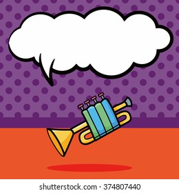 trumpet doodle, speech bubble