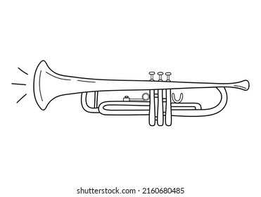 Trumpet in doodle style. Musical instrument. Vector illustration.