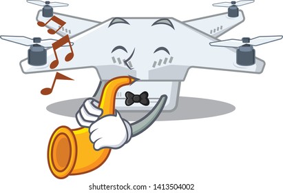 With trumpet drone in the a character shape