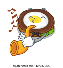 With trumpet egg scotch on character wood boards