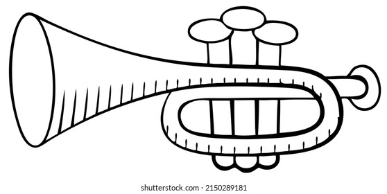 Trumpet. Element for coloring page. Cartoon style.