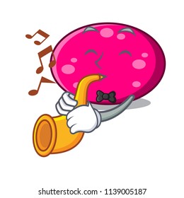 With trumpet ellipse mascot cartoon style
