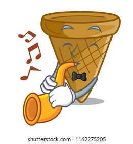 With trumpet empty wafer cone for ice cream character