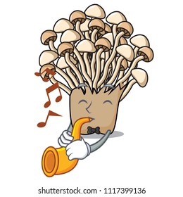 With trumpet enoki mushroom mascot cartoon