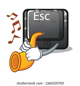 With trumpet esc button attached to cartoon keyboard