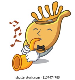 With trumpet exotic shell mascot cartoon
